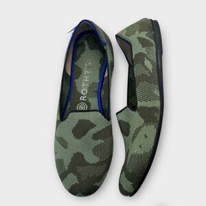 Rothy’s The Loafer 7.5 Green Camo EUC Washable Casual Travel Sustainable Comfort